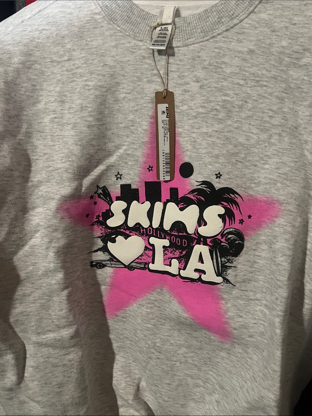 SKIMS LOVES LA COTTON FLEECE CREWNECK LIGHT HEATHER GREY